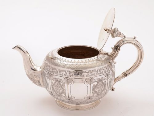 fig 1. Victorian Silver Plated Elkington Tea Pot, 1876