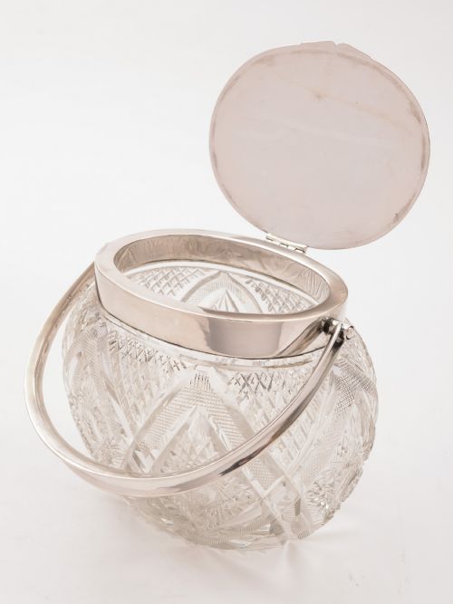 fig 1. Continental Silver Topped Cut Glass Biscuit Box, Circa 1900
