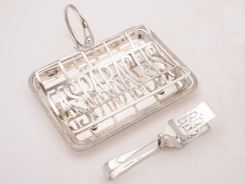 Edwardian Silver Plated Asparagus Dish with Tongs, Circa 1905