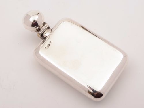 Edwardian Elkington Silver Hip Flask, London 1902