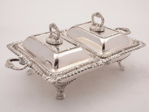 Victorian Double Entree Dish and Stand, Circa 1880