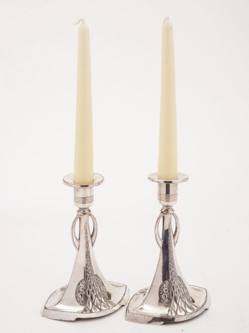 Pair of Wmf Pewter Candlesticks, Circa 1900