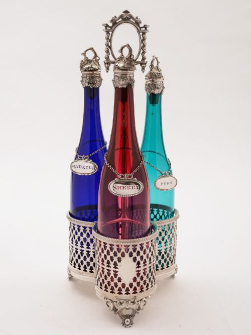Victorian Three Bottle Decanter Stand, Circa 1870