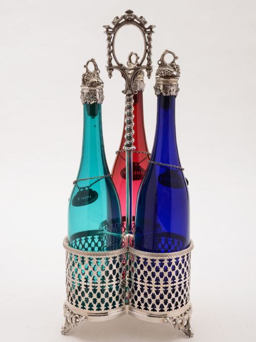 fig 1. Victorian Three Bottle Decanter Stand, Circa 1870