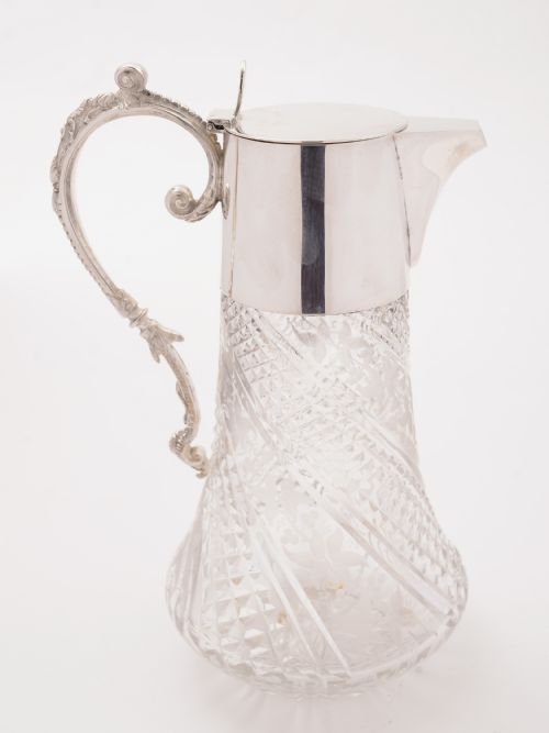 Victorian Etched and Cut Glass Claret Jug, Circa 1890