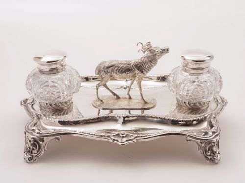 fig 1. Victorian Stag Double Inkstand, Circa 1890