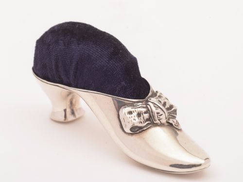 Victorian Silver Shoe-shaped Pin Cushion, Birmingham 1891