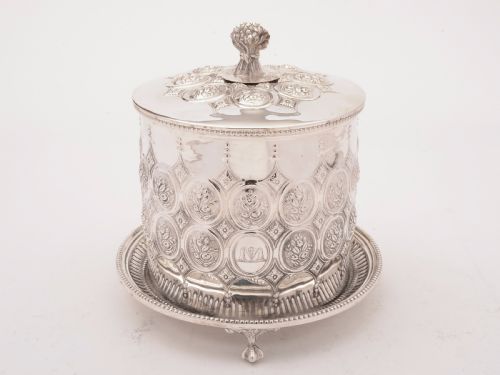 Victorian Silver Plated Biscuit Box/cookie Jar, Circa 1880