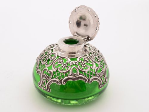 fig 1. Victorian Silver Topped Ink Pot, London 1896