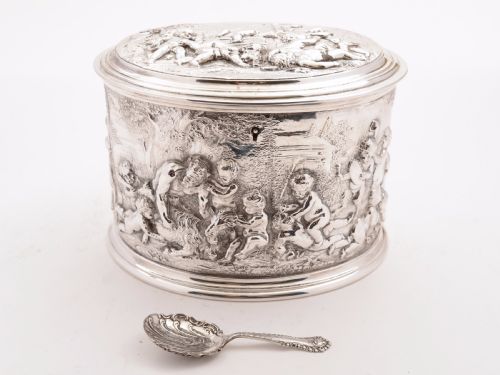 Grand Victorian Silver Plated Tea Caddy, Circa 1870
