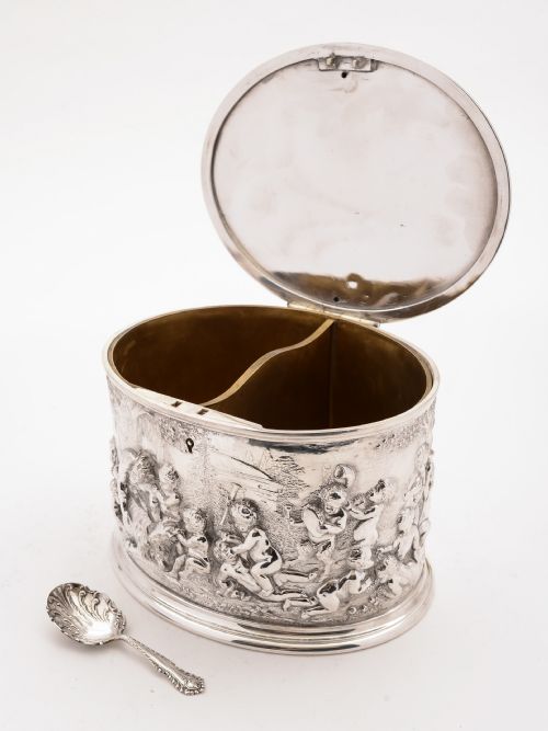 fig 1. Grand Victorian Silver Plated Tea Caddy, Circa 1870