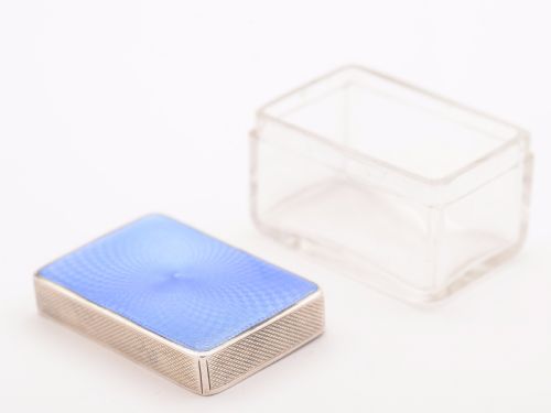fig 1. Art Deco Blue Guilloche Enamel-Topped Box, Birmingham 1936