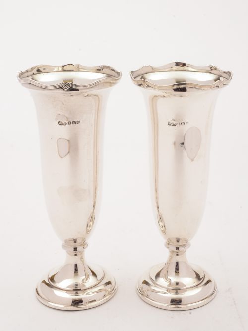 Pair of Art Deco Silver Vases, Birmingham 1929