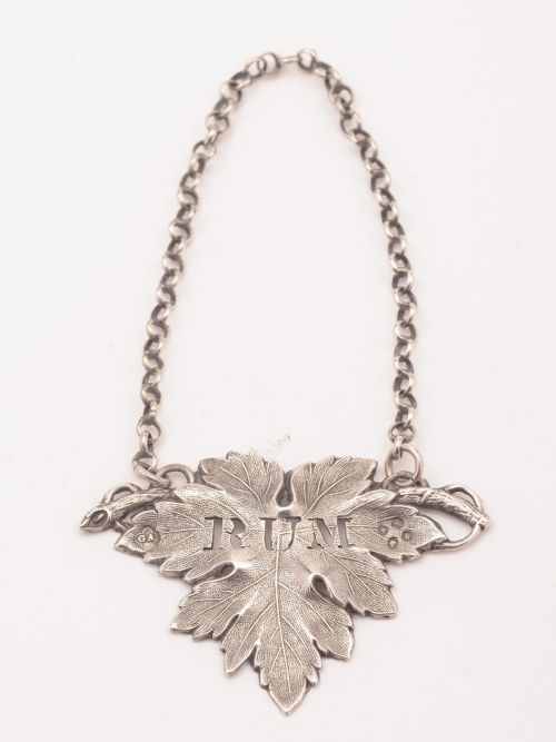 Victorian Silver Rum Decanter Label, London 1837