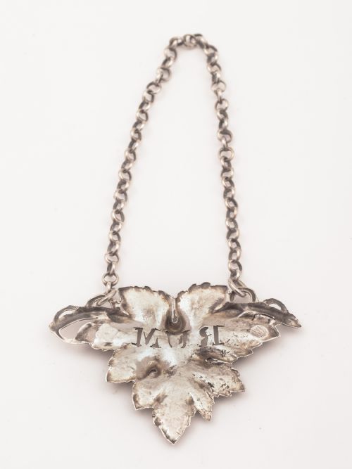 fig 1. Victorian Silver Rum Decanter Label, London 1837