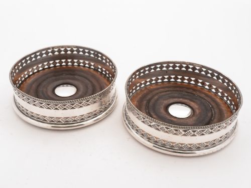 Pair of Edwardian Silver Plated Coasters, Circa 1905
