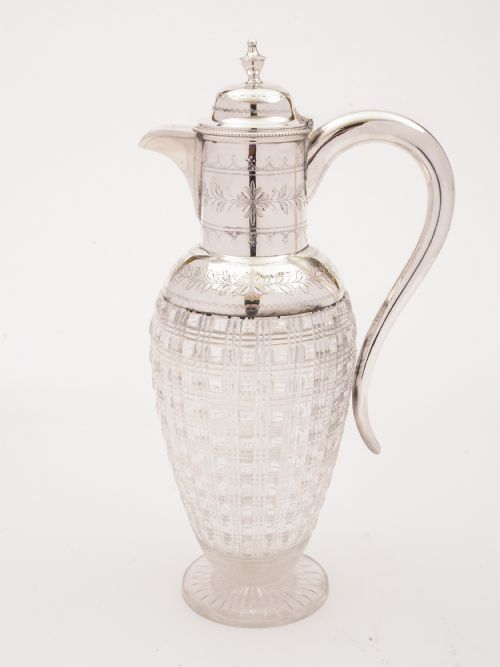 fig 1. Victorian Cut Glass and Silver Plated Claret Jug, Circa 1880