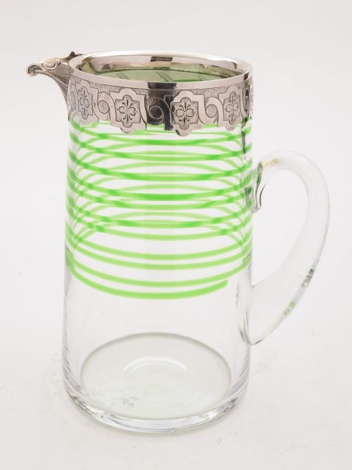 Victorian Glass and Silver Topped Jug, London 1874