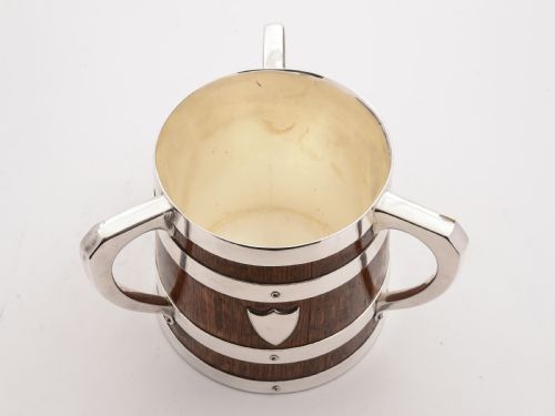 fig 1. Victorian Oak and Silver Plated Tankard, Circa 1890