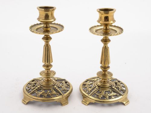 Pair of Victorian Brass Candlesticks, Circa 1890