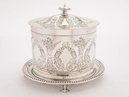 Victorian Oval Silver Plated Biscuit Box, Circa 1890