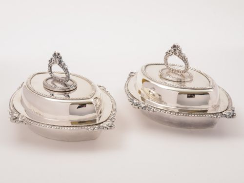 Pair of Edwardian Silver Plated Entree Dishes, Circa 1905