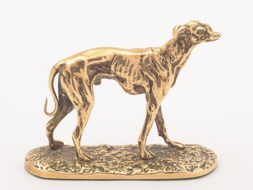 French Brass Greyhound Figure, Circa 1900