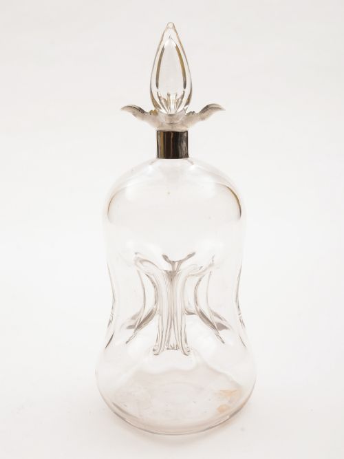 Edwardian Silver Topped Glug Glug Decanter, Birmingham 1906
