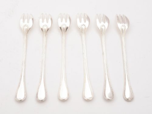 fig 1. Cased Set of 6 Christofle Oyster Forks, Circa 1900