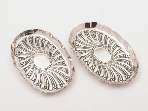 Pair of Small Victorian Silver Trays, London 1890
