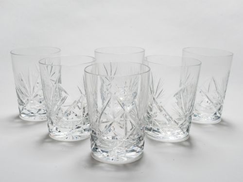 Set of 6 Cut Glass Whiskey Tumblers, Circa 1920