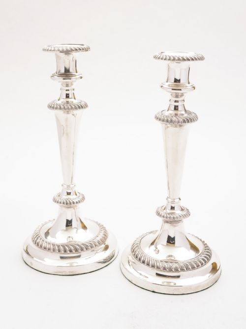 Pair of Tall Victorian Silver Plated Candlesticks, Circa 1880
