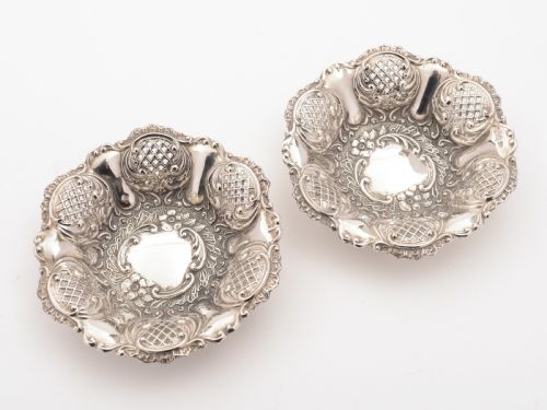 Pair of Edwardian Silver Bon Bon Dishes, Sheffield 1902