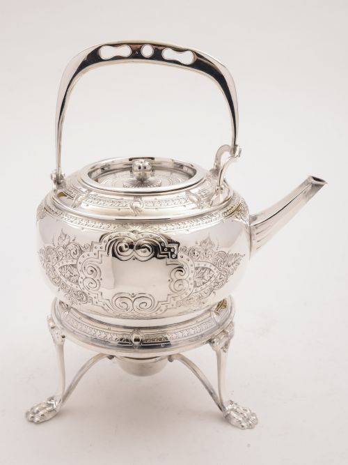 fig 1. Victorian Tea kettle on Stand, Circa 1880