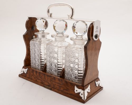 Victorian 3 Bottle Tantalus, Circa 1880