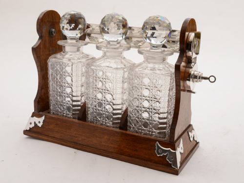 fig 1. Victorian 3 Bottle Tantalus, Circa 1880