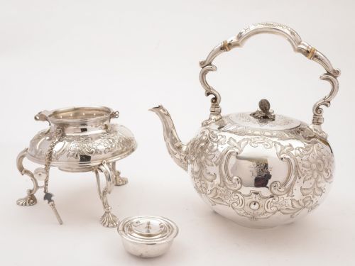 fig 1. Victorian Large Tea Kettle On Stand, Circa 1890
