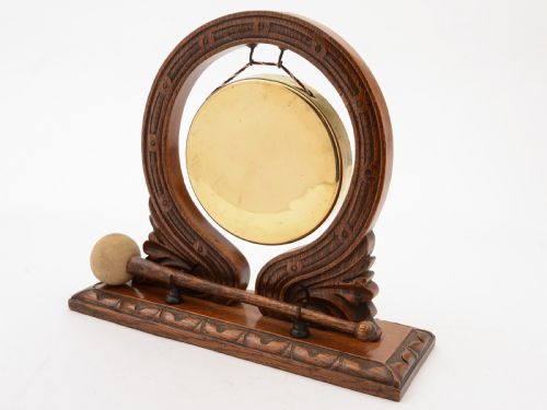 Edwardian Oak and Brass Dinner Gong, Circa 1905