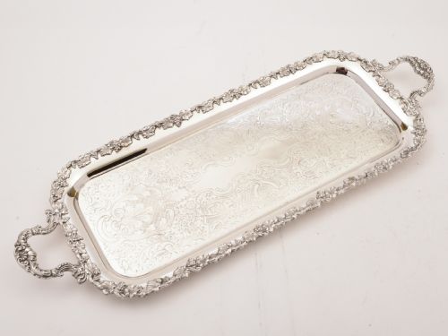 Silver Plated Oblong Serving Tray, Circa 1920