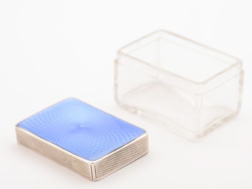 fig 1. Art Deco Blue Guilloche Enamel-Topped Box