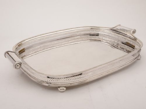 Large Victorian Silver Plated Gallery Tray, Circa 1890