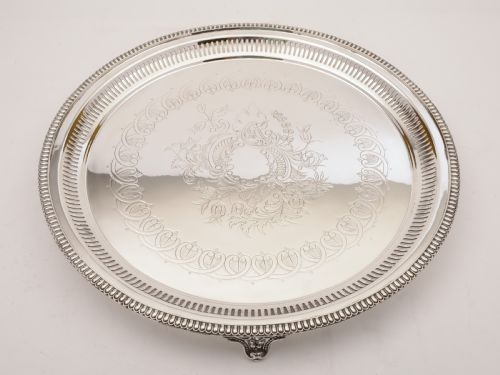 Large Victorian Silver Plated Salver/tray, Circa 1880