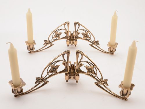 Pair of French Bronze Art Nouveau Candelabras, Circa 1900