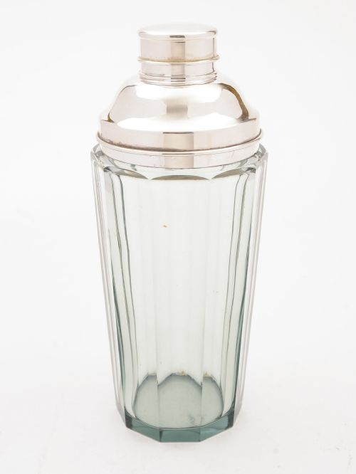 Art Deco Smoked Glass Cocktail Shaker, Circa 1930