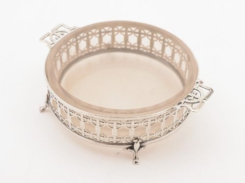 Silver and Glass Butter Dish, London 1922
