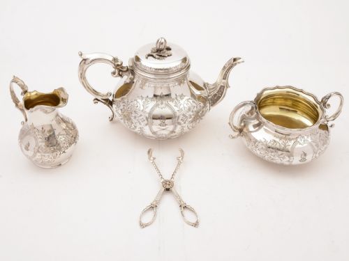 Elkington Three-piece Silver Plated Tea Set, 1860