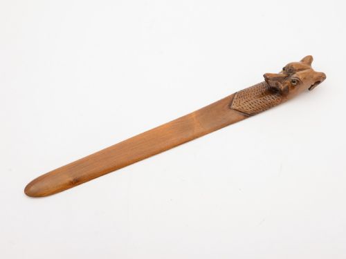 Continental Carved Pine Dogs Head Letter Opener, Circa 1900