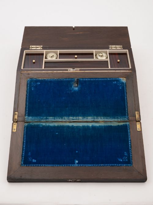 fig 1. Victorian Rosewood and M.O.P Writing Slope, Circa 1870