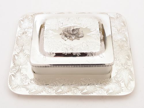 Victorian Silver Plated and Glass Butter Dish, Circa 1890