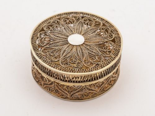 Continental Silver Filigree Pill Box, Circa 1900